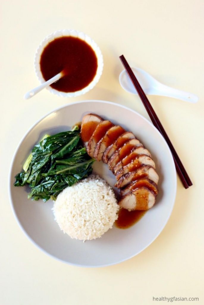 Gluten Free Char Siu with Choy Sum and Steamed Rice