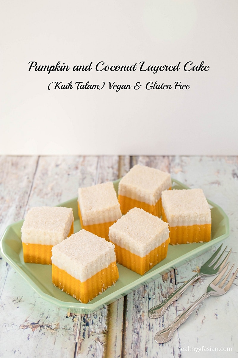 Pumpkin and Coconut Layered Cake (Kuih Talam) Gluten Free