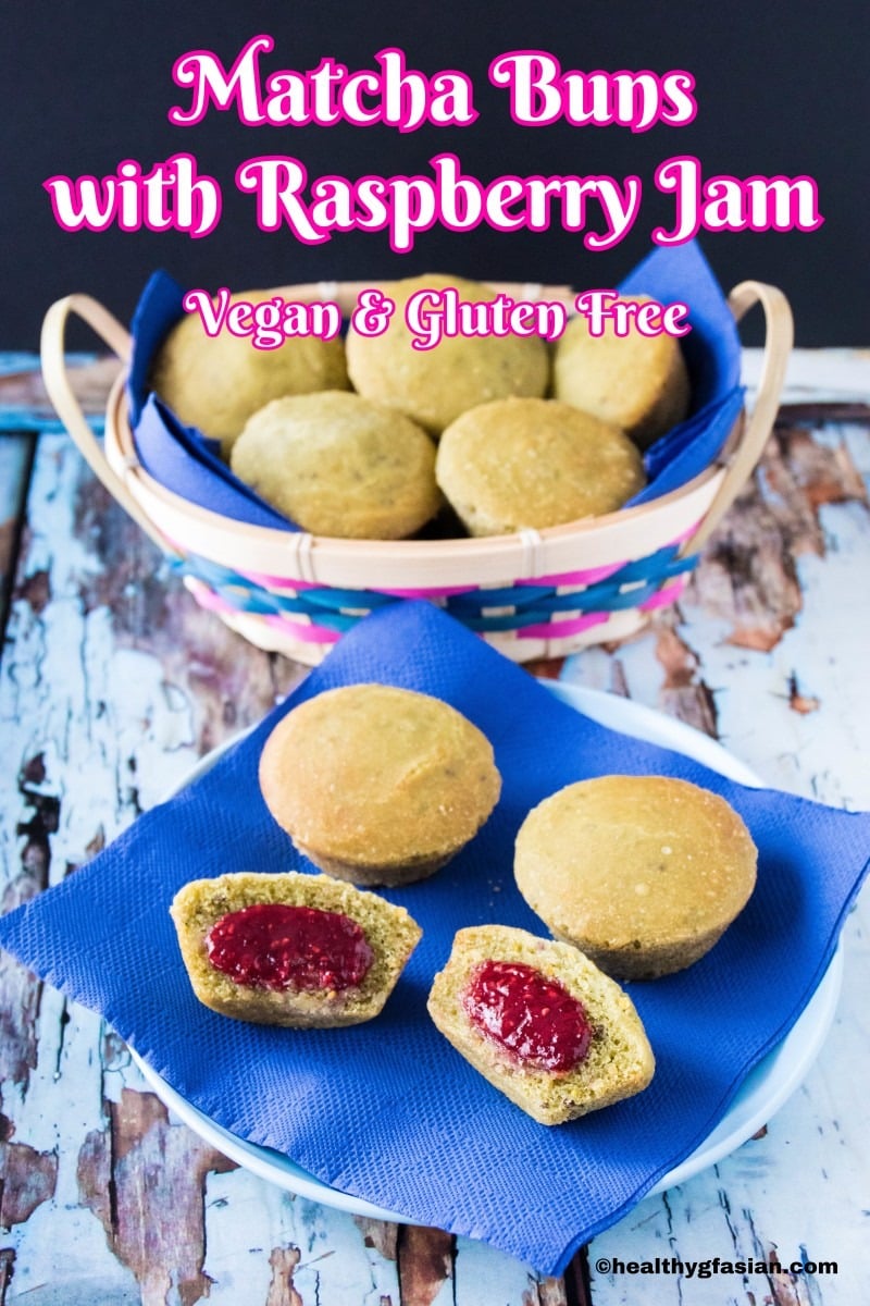 Vegan Matcha Buns with Raspberry Jam Gluten Free