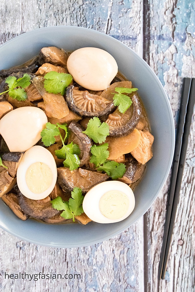 Braised Chicken and Hard Boiled Eggs with Mushrooms Gluten Free