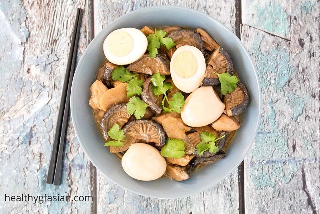 Braised Chicken and Hard Boiled Eggs with Mushrooms Gluten Free