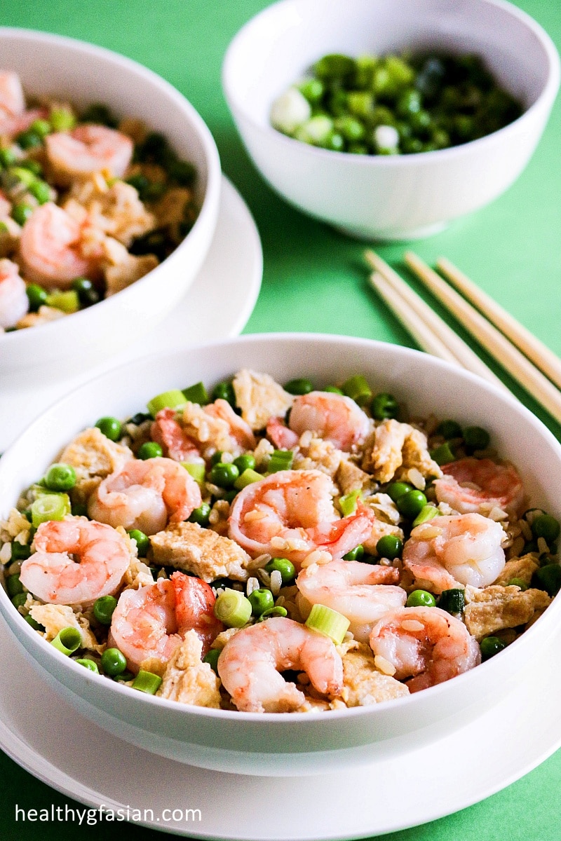 Prawns and Eggs Fried Brown Rice Gluten Free