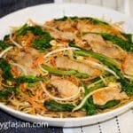 Pork and Choy Sum Stir-Fry Rice Noodles Gluten Free